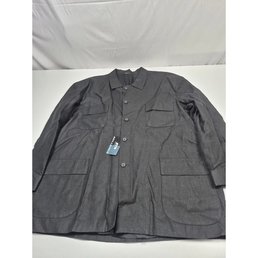 VTG Millena Suit Mens 4XL Black 100% Linen 2 Piece 49x36 Big Tall USA Summer